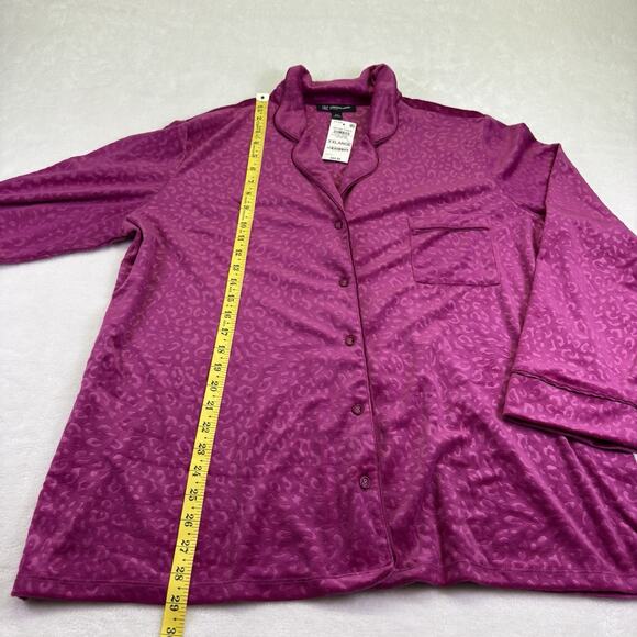 INC International Concepts Velour Notch Collar Plush Cheetah Pajama Set Pink XXL - Picture 11 of 15